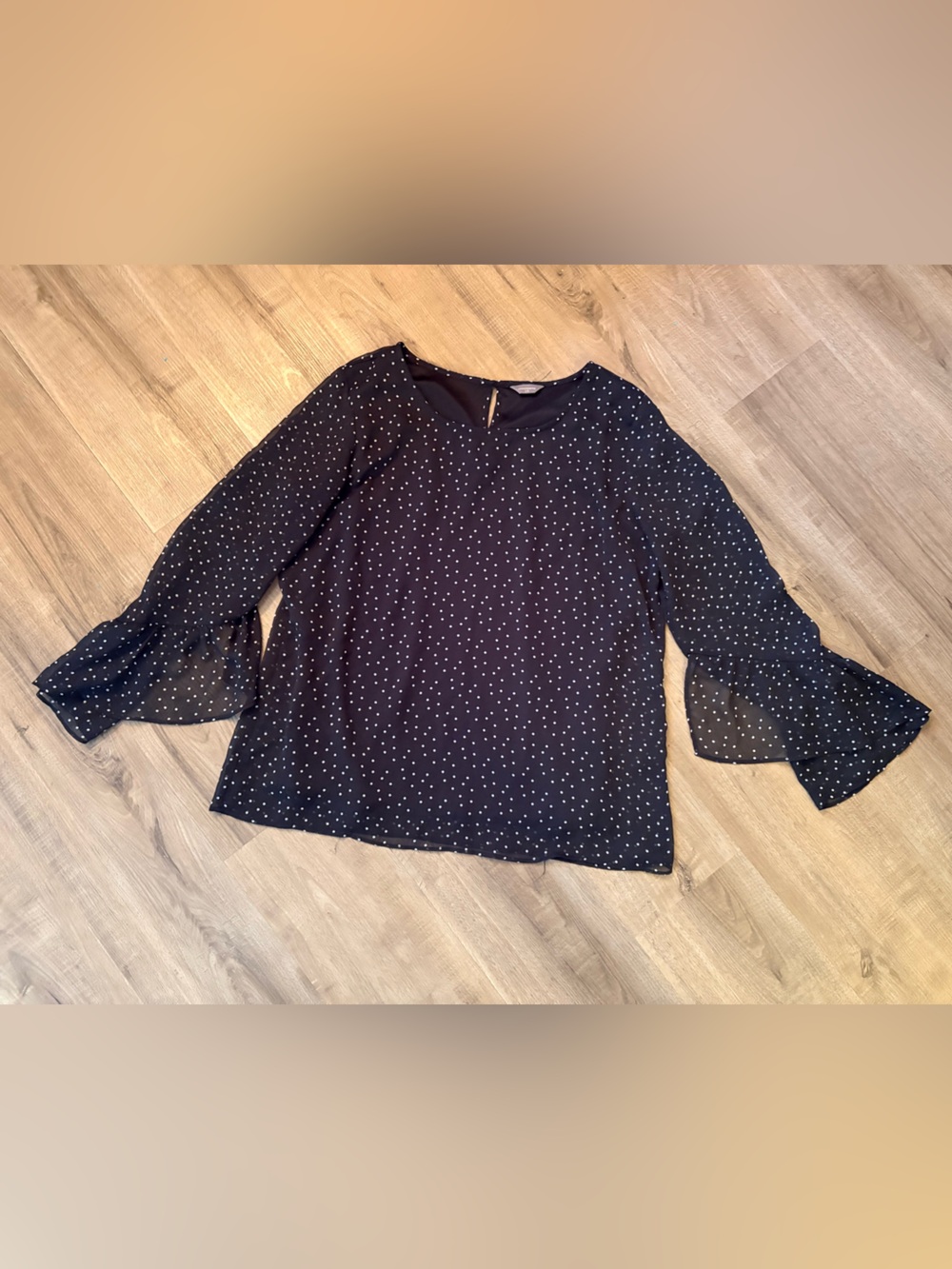🌼3/$20 Women's Black Polka Dot Long-Sleeve Blouse